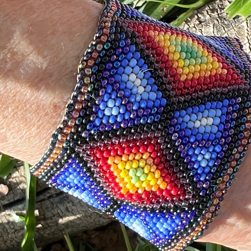 Native Wide Beaded Cuff Bracelet